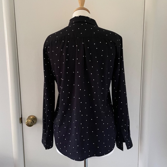Uniqlo Rayon Blend Black with White Dots Button Down Long Sleeve Shirt Size S - Picture 3 of 6